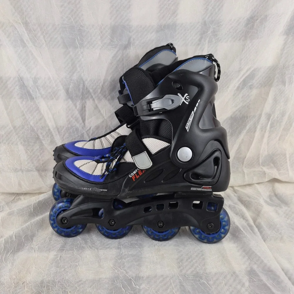 XS To The Max Inline Skates Mens Size 9 Black Blue Comfort Flex Roller Blades